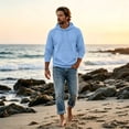 thumbnail image 2 of UDAUDU Mens Casual Cotton Hooded Collar Drawstring Hoodies 2026 Fall Fashion Pullover Sweatshirts Long Sleeve Shirts Sky Blue L, 2 of 9