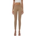 thumbnail image 2 of Pantalones vaqueros elásticos ajustados de tiro medio de colores con bolsillos reales completos de algodón 98 % coloridos para mujer (estándar y grande) Khaki-basic18 Short, 2 of 5