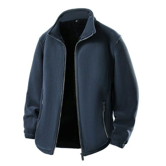 FAWUUDO Men's Fleece Lined Softshell Jacket Waterproof Windbreaker Rain Jacket for Hiking Navy