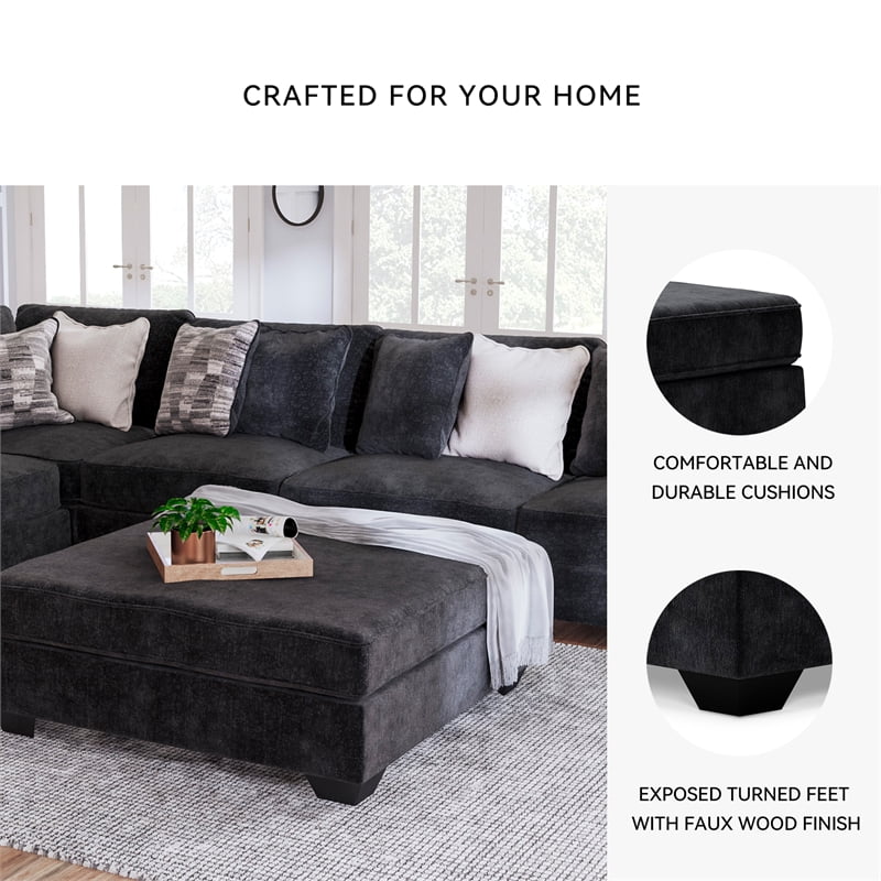 Signature Design by Ashley Lavernett Oversized Fabric Accent Ottoman in Charcoal