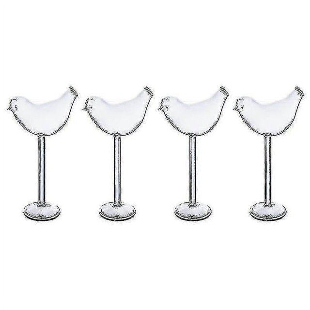 1 Set 4pcs Bird Shape Cocktail Glasses Glass Wine Cups Goblets (transparent)
