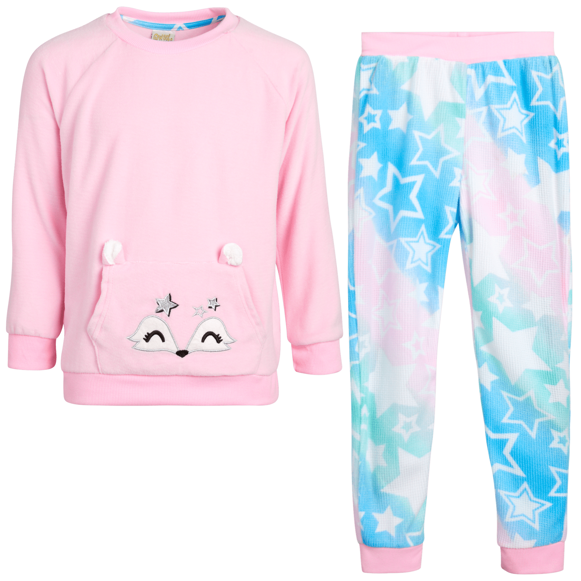Sweet & Sassy Girls' Pajama Set 2 Piece Velour Critter Sleep Shirt