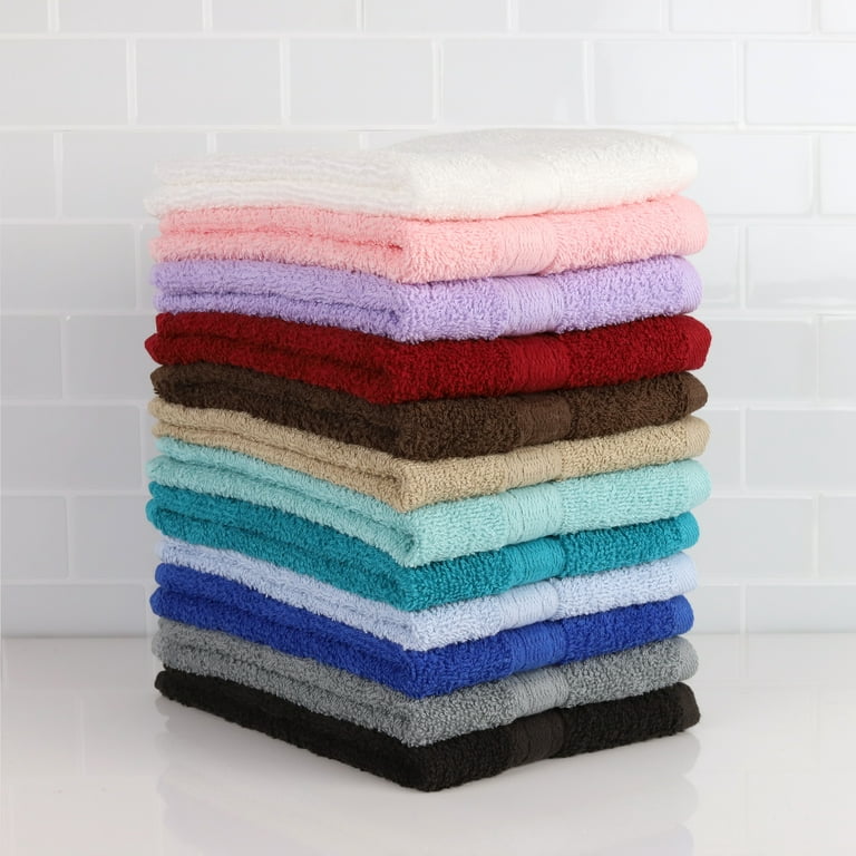 Basics Cotton Hand Towel, 12-Pack, Gray, 16 x 26