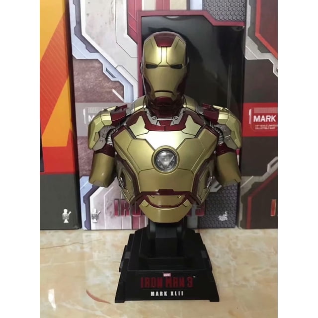 Busto de Iron Man MK7 42 43 de Los Vengadores, busto que puede iluminar figuras estáticas, personalidad creativa, modelo genial, adornos, regalos navideños