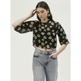 thumbnail image 1 of DressBerry Women's Printed Poly Georgette High Neck Crop Top 3/4th Puffed Sleeves Buttoned Back Closure Casual&nbsp;Summer Wear High Waist Short Regular Blouse, 1 of 7