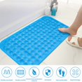thumbnail image 3 of Alfombrilla de baño antideslizante antimoho, 70 x 35 cm, extralarga, antibacteriana, sin BPA, con ventosa y orificios de drenaje para baño, para niños y adultos, lavable a máquina, color azul, 3 of 4