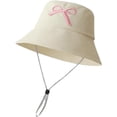 thumbnail image 5 of Bucket Hat for Women Embroidered Bucket Hat Bow-Tie Travel Beach Sun Hats Outdoor Vacation Cap Wide Brim Fishing Cap, 5 of 7