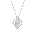 thumbnail image 2 of Brilliance Fine Jewelry 925 Sterling Silver Lab Created Blue, Pink and White Opal with Simulated White Diamond Heart Pendant, 18" Chain, 2 of 2