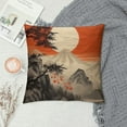 thumbnail image 2 of COMIO  Bamboo Pillow Case,Japanese Bamboo Trees Sun and Mountains Painting Satin Cushion Cover Square Standard Home Decorative for Men/Women Black,Red,Gray, 2 of 5