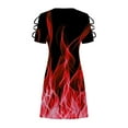 thumbnail image 5 of Usmixi Formal Dresses for Women Sexy Keyhole Slim Cold Shoulder Strap Tunic Mini Dresses Round Neck Short Sleeve Flame Print Summer Short Dress Red XL, 5 of 5