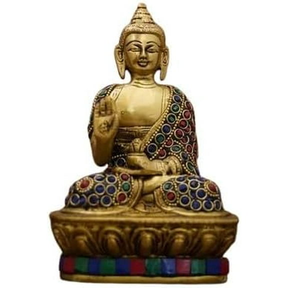 brass with stone work buddha idol statue for meditating room/ pooja room