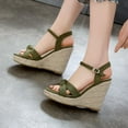 thumbnail image 2 of Vedolay Sandals for Women Women's,Women's Clip Toe Ankle Buckle Strap Flats Sandals,Green 7, 2 of 4