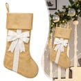 thumbnail image 2 of Gold Velvet Christmas Stocking with Bow, 18 Inch Large Hanging Sock for Fireplace and Tree Decor, 1PC (Gold), 2 of 5