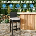 thumbnail image 2 of Patio Wicker Barstools with Cushions, Outdoor Wicker Bar Stools Set of 4, Outdoor Rattan Bar Height Stool Set Armless for Backyard, Poolside, 2 of 7