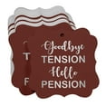 thumbnail image 3 of Inkdotpot Real Silver Foil Good Bye Tension Hello Pension Retirement Tags Favor Bracket Shape Hang Pack Of 100 Paper Tags, 3 of 7