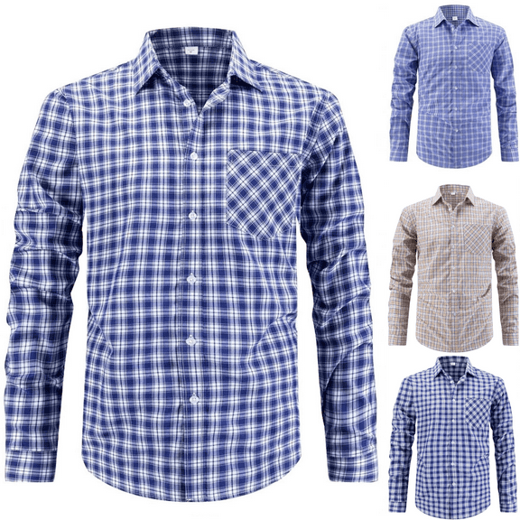 QATAINLAV Mens Long Sleeve Plaid Shirt Regular Fit Business Casual Button Down Shirts Wrinkle Free Dress Shirt Formal Wedding Shirt White M