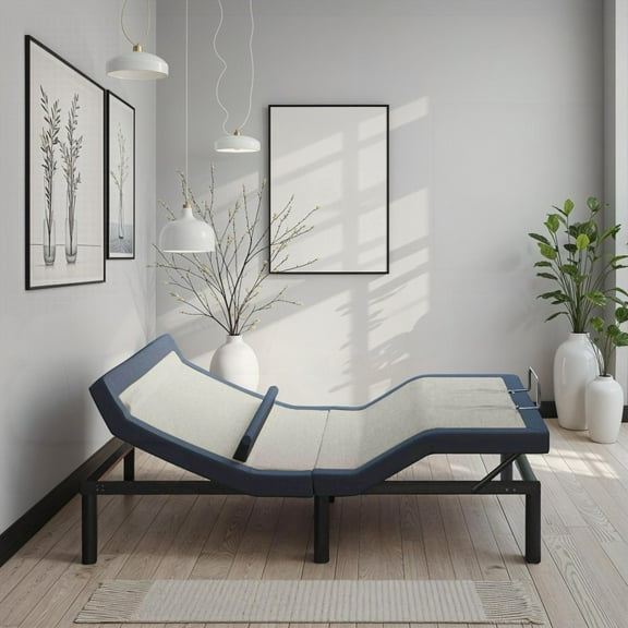 California King Adjustable Bed Base with Head/Foot Tilt, Lumbar Adjustment & Wireless Remote with Built-in Flashlight