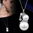 thumbnail image 2 of Big Pearl Snowman Pendant Long Necklace Christmas Jewelry for Women - Elegant Sweater Chain Accessory in Gold and Silver Finish, 2 of 9