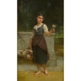 thumbnail image 2 of Émile Munier 12x18 Black Ornate Wood Framed Double Matted Museum Art Print Titled - The Flower Girl (1889), 2 of 5