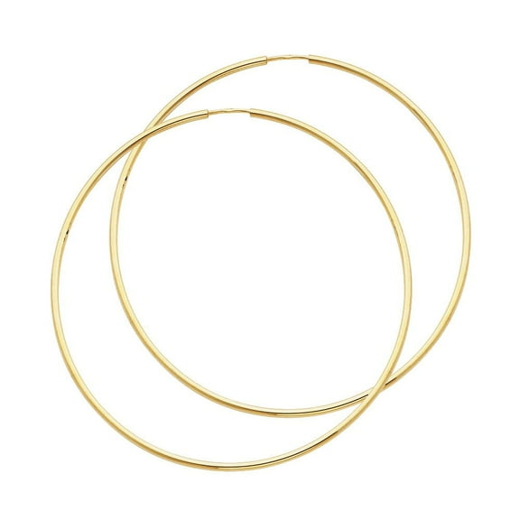 14k Yellow Gold Plain Hoop Earrings Aracadas de Oro 1.5mm