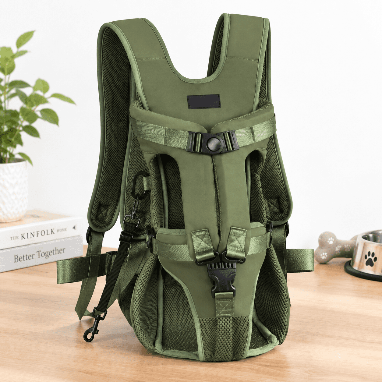 Army Green Small Hands-Free Pet Carrier Backpack for Small Medium Dogs