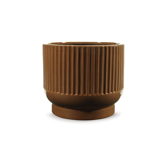 Signature Design by Ashley Avalyah 8" Ceramic Vase, Burnt Umber Indoor/Outdoor