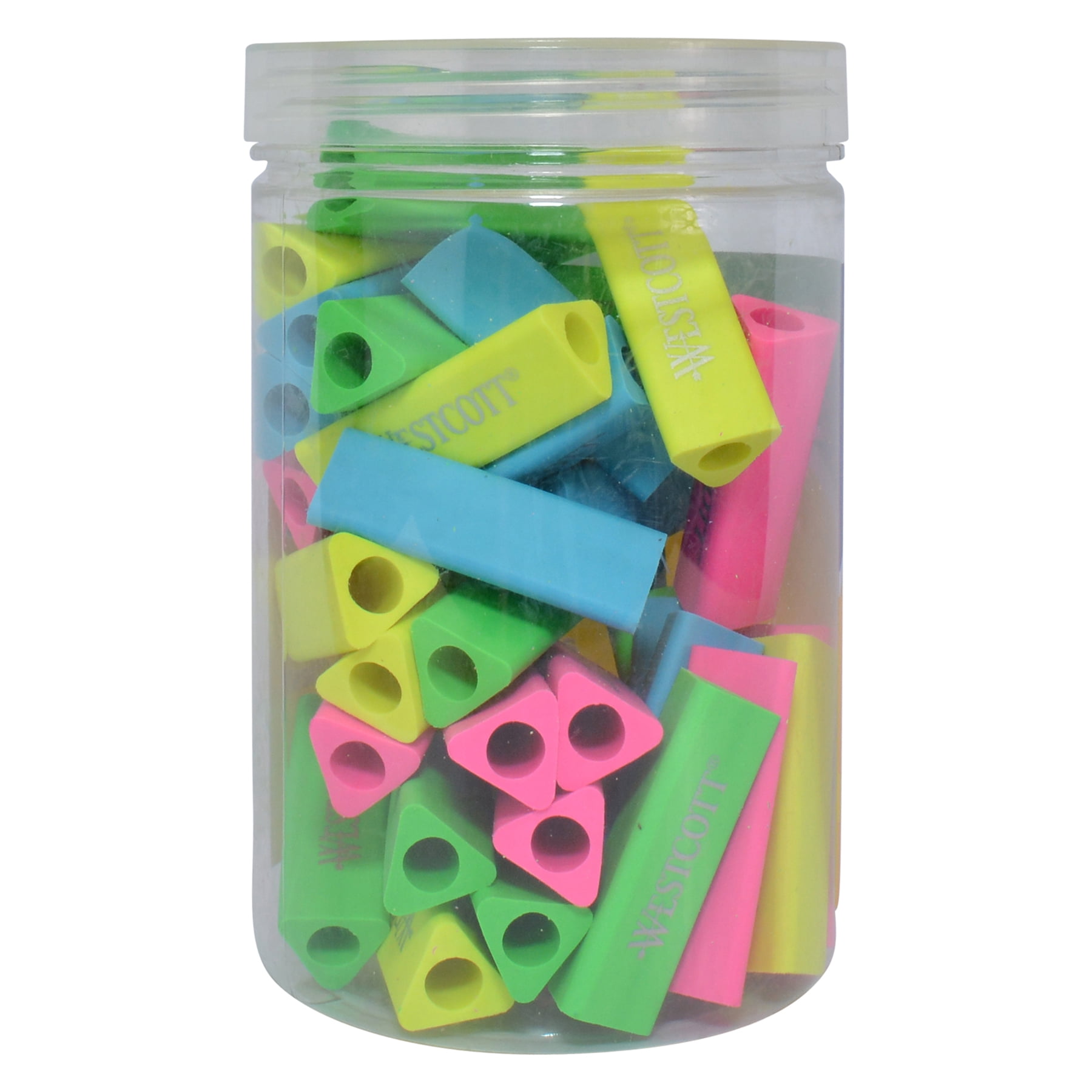 Westcott Erasers Fun Pack, Assorted Colors, 40 Per Pack, 2 Packs