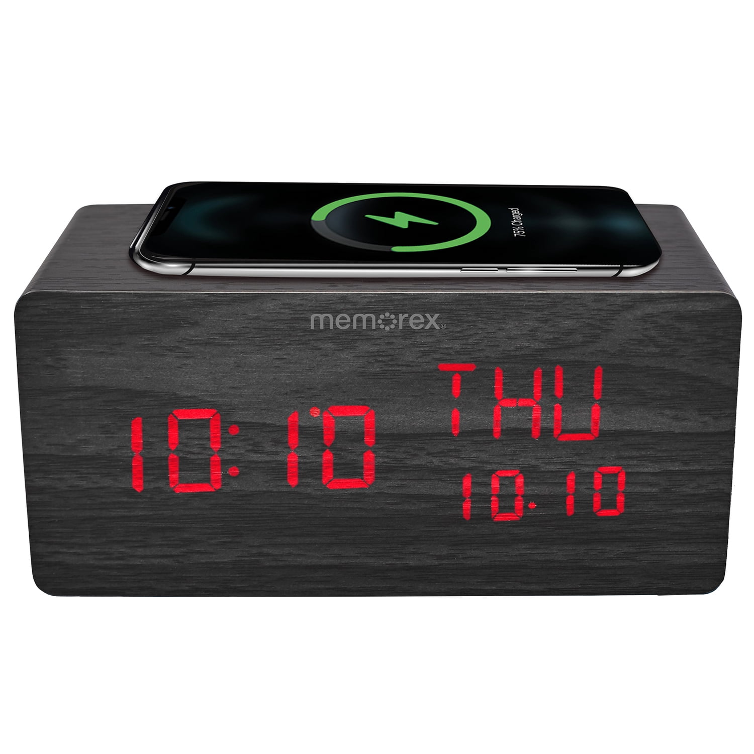 MEMOREX LED Alarm Clock with Wireless Charger, CAB-8J870