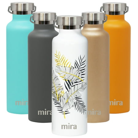 

MIRA Alpine Stainless Steel Vacuum Insulated Water Bottle with 2 Lids Durable Powder Coated Thermos | 25 oz (750 ml) | Palm
