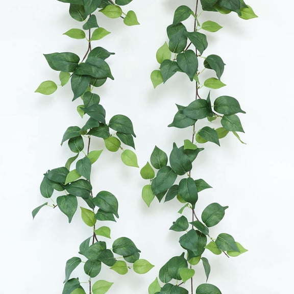 Artificial Scindapsus Garland 2-Pack, Fake Vines Hanging Silk Greenery Plants for Bedroom Aesthetic Home Room Wall Decor, Wedding Party, 6.1ft