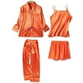 thumbnail image 3 of Tbopshirt Pajamas for Women Satins Silk Nightwear Tank Tops Shorts Blouse Trousers Four-Piece Pajamas Sets,Womens Pajama Sets, 3 of 7
