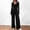 Black, variant on 2 Piece Outfits for Women Long Sleeve Wrap V Neck Top Pleated Wide Leg Pants Set Casual Elegant Lounge Matching Suits Khaki L