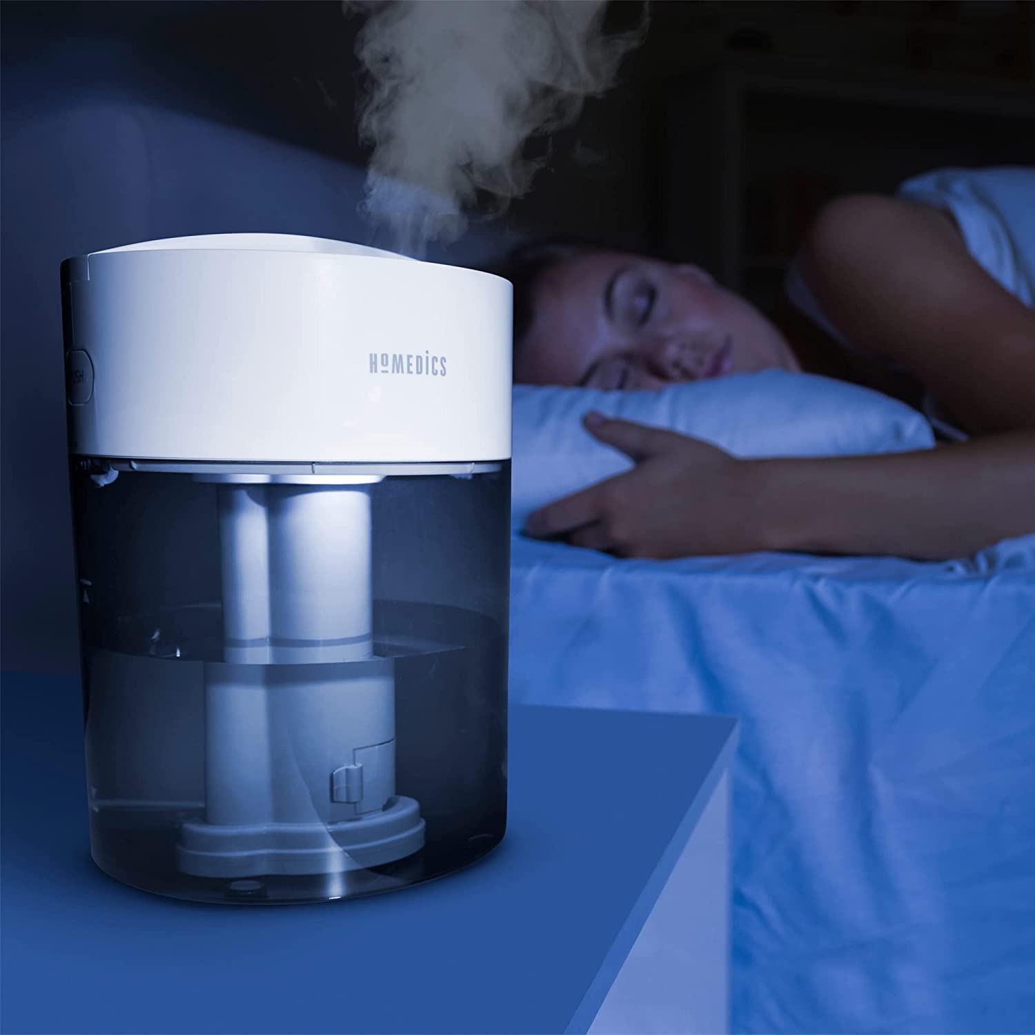 HoMedics Humidifiers for Bedroom, Home, Nursery, Office and Plants. Total Comfort UV-C Ultrasonic Humidifier, Leak Resistant Design, 0.97 Gallon Tank, 35 Hour Run Time, Quiet, Cool