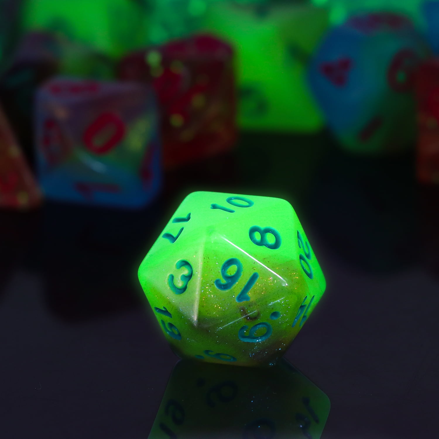SWAJUJA Glow in the Dark DND Dice Set, 42PCS 6 Complete Polyhedral Dice Sets with Velvet Dice Bags for Dungeons & Dragons, RPG Tabletop Games