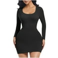 thumbnail image 2 of Ndbuld Bodysuit for Women Women Solid Color Suspender Hip Hugging Oversized Sexy Slim Belly Hugging Sports Short Skirt Dress Shapewear Clothes Under $5,Black,S, 2 of 6