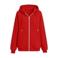 thumbnail image 7 of vdgthytj Sweatsuits Women 2 Piece Outfit Full Zip Drawstring Hooded Jackets Jogger Pants Fall Winter Casual Athletic Sets(X-Large,Red), 7 of 7