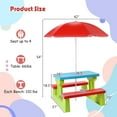 thumbnail image 3 of DORTALA Kids Picnic Table, Outdoor Toddler Table and  Set with Removable Umbrella, Plastic Kids Activity Table Set for Backyard, Garden, Nursery, Gift for Boys Girls Age 3+, Red, 3 of 7