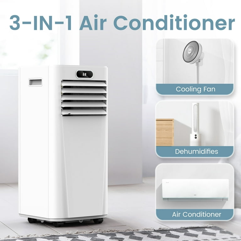  10,000 BTU Portable Air Conditioners, Portable AC With Remote  for Room to 450 sq.ft 3 in 1 Air Conditioner With Dehumidification/Air  Circulation/Timer And Window Kit : Home & Kitchen