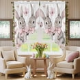 thumbnail image 5 of Easter Rabbits Swag Valance Curtains Pink Flower Bow Rod Pocket Swag Curtains Small Window Treatments for Kitchen Bathroom Bedroom 28" W x 36" L, 2 Panels, 5 of 9