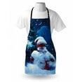 thumbnail image 3 of Christmas Apron Snowman with Magic Wand and Fir Branches Covered with Snow Winter Night, Unisex Kitchen Bib Apron with Adjustable Neck for Cooking Baking Gardening, Navy Blue Red White, by Ambesonne, 3 of 3