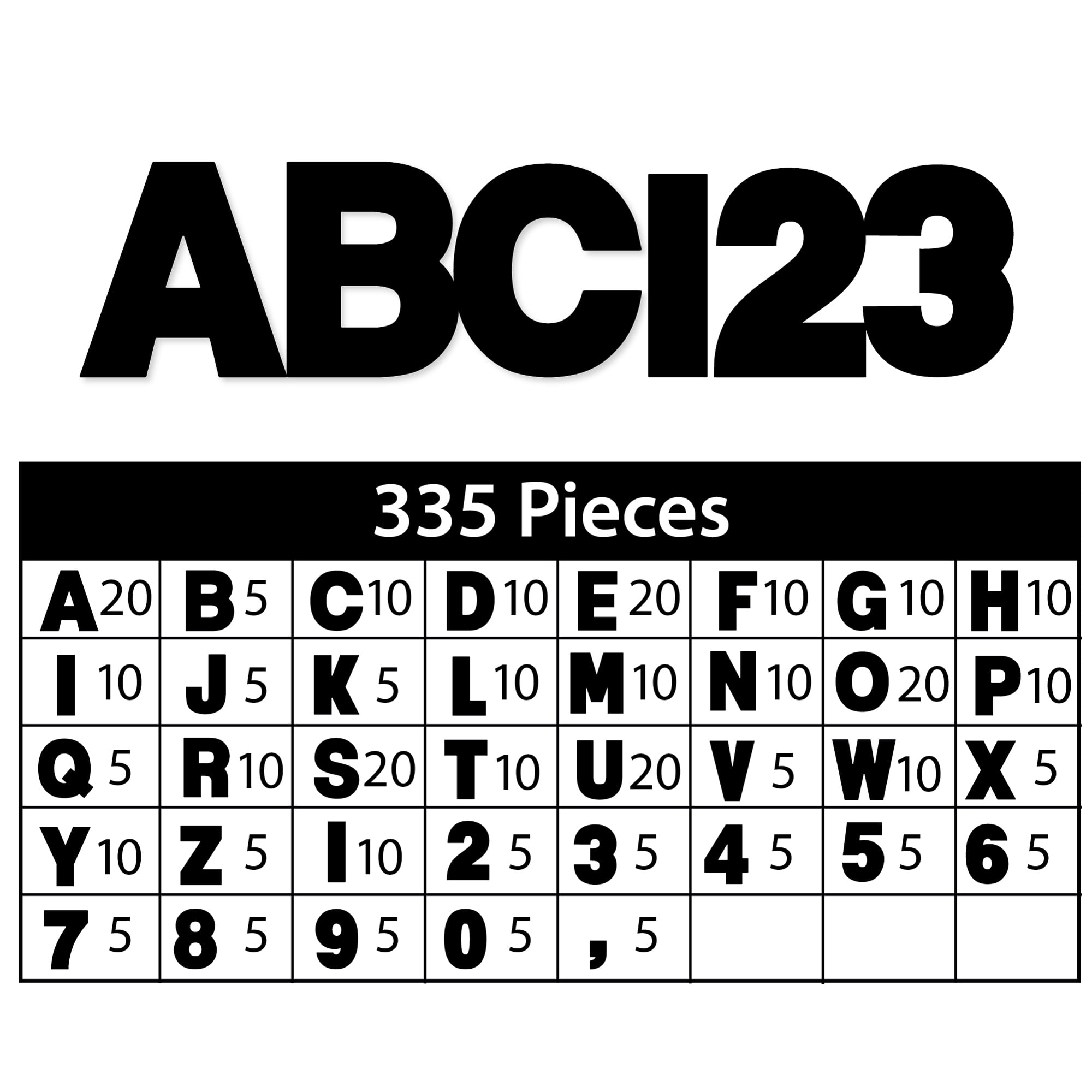 ArtSkills 2.5" Black Paper Letters & Numbers, 335-Piece Set for Posters, School Projects & Crafts