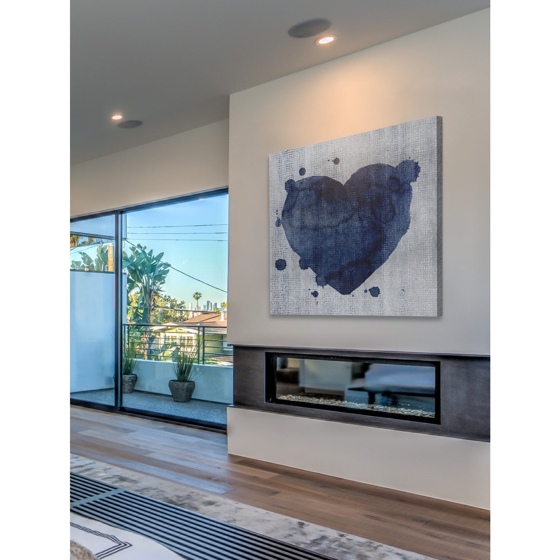Marmont Hill Inc Marmont Hill - 'Blue Heart' Painting Print on Wrapped Canvas - Blue