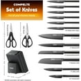 thumbnail image 2 of OOU Kitchen Knife Block Set - 15 Pieces High Carbon Stainless Steel Knife Block Set with Built-in Sharpening Blocks, Black, 2 of 8