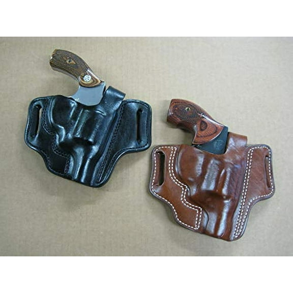 Leather 2 Slot Molded Thumb Break Pancake Leather Revolver Holster for S&W 10, 19, 66 4" Barrel Revolver Black