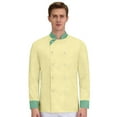 thumbnail image 4 of Domuza Unisex Chef Shirts Classic Long Sleeve Kitchen Restaurant Cooking Works Outfit Waterproof Solid Breathable Lightweight Tops Yellow 2XL, 4 of 6