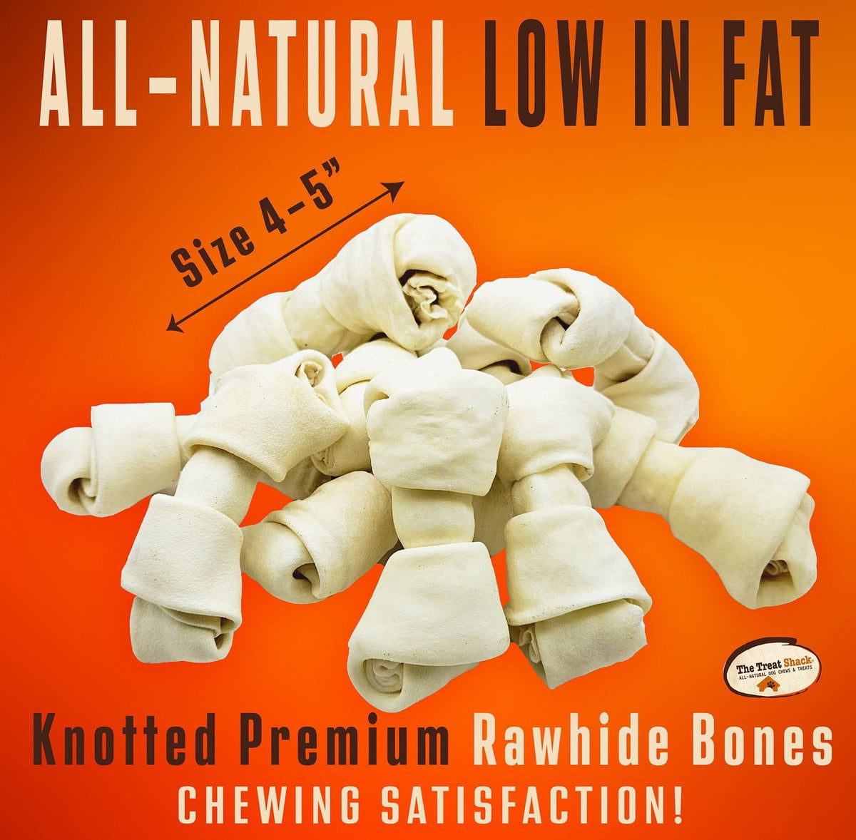 4-5" Knotted Premium Rawhide Bones Dog Treats, 30 count