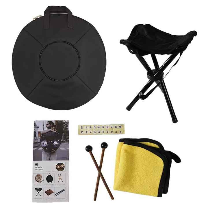 Sound Healing Handpan 18 inch 9 Notes Golden Eyes Handmade with Soft Bag and Mallets Percussion Instrument Gift