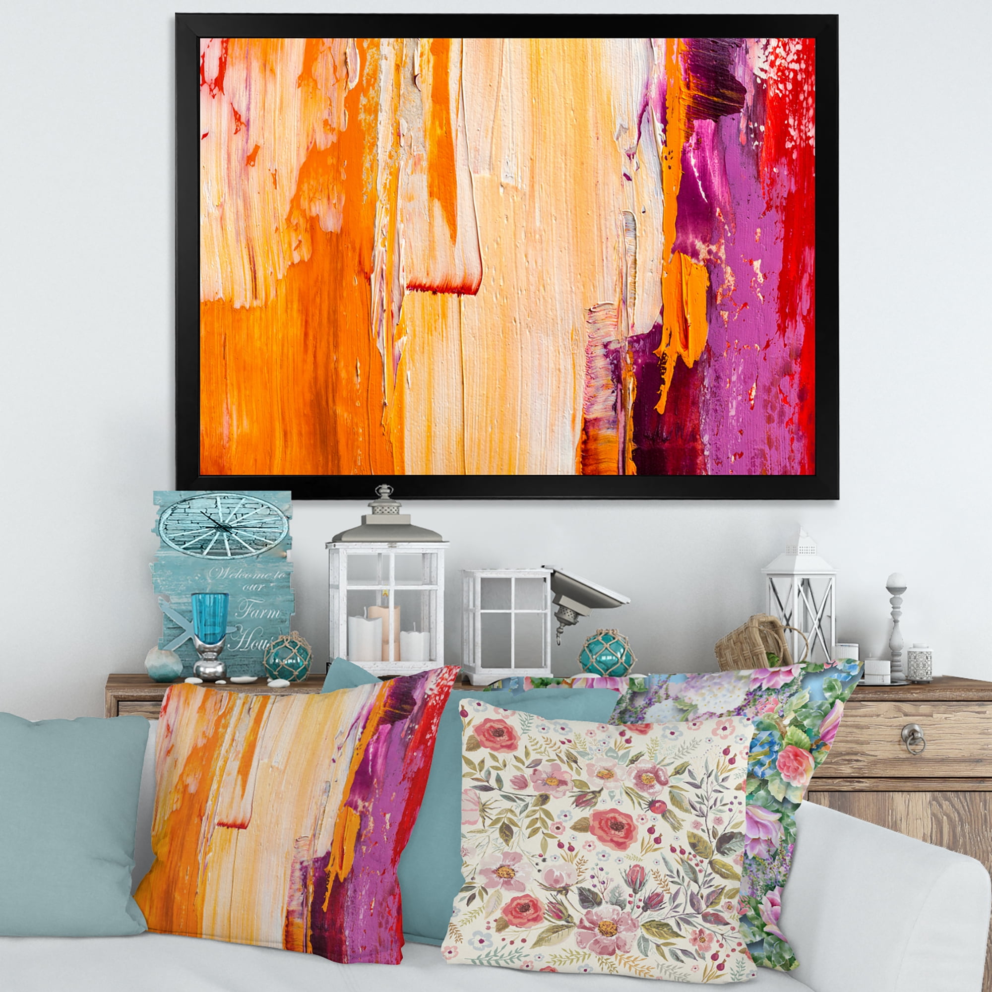 Designart 'Grunge Brown Abstract' Modern Framed Art Print