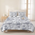 thumbnail image 3 of Twin XL Quilt Set 68''x98'', Watercolor Grey Floral Lightweight Summer Bedspread Coverlet Set with 2 Pillow Shams, Gray Ombre Botanical Summer Breathable All Season Quilt Bedding for Dorm/Guest Room, 3 of 9