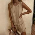 thumbnail image 5 of BRELIL Women Two Piece Sets Summer Casual Matching Outfits Round Neck Sleeveless Tank Top Shorts Set Solid Boho Beach Loose Vacation Travel Loungewear, Brown 2XL, 5 of 9